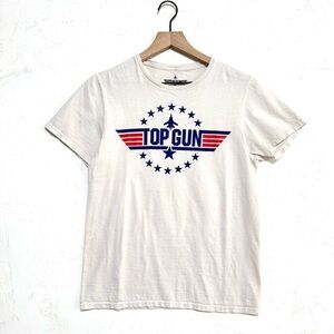Top Gun Graphic Tee Cream Navy Red Logo Movie T Shirt Women S